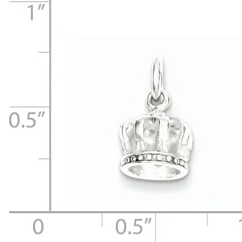 Sterling Silver Polished Finish 3-D Crown Charm