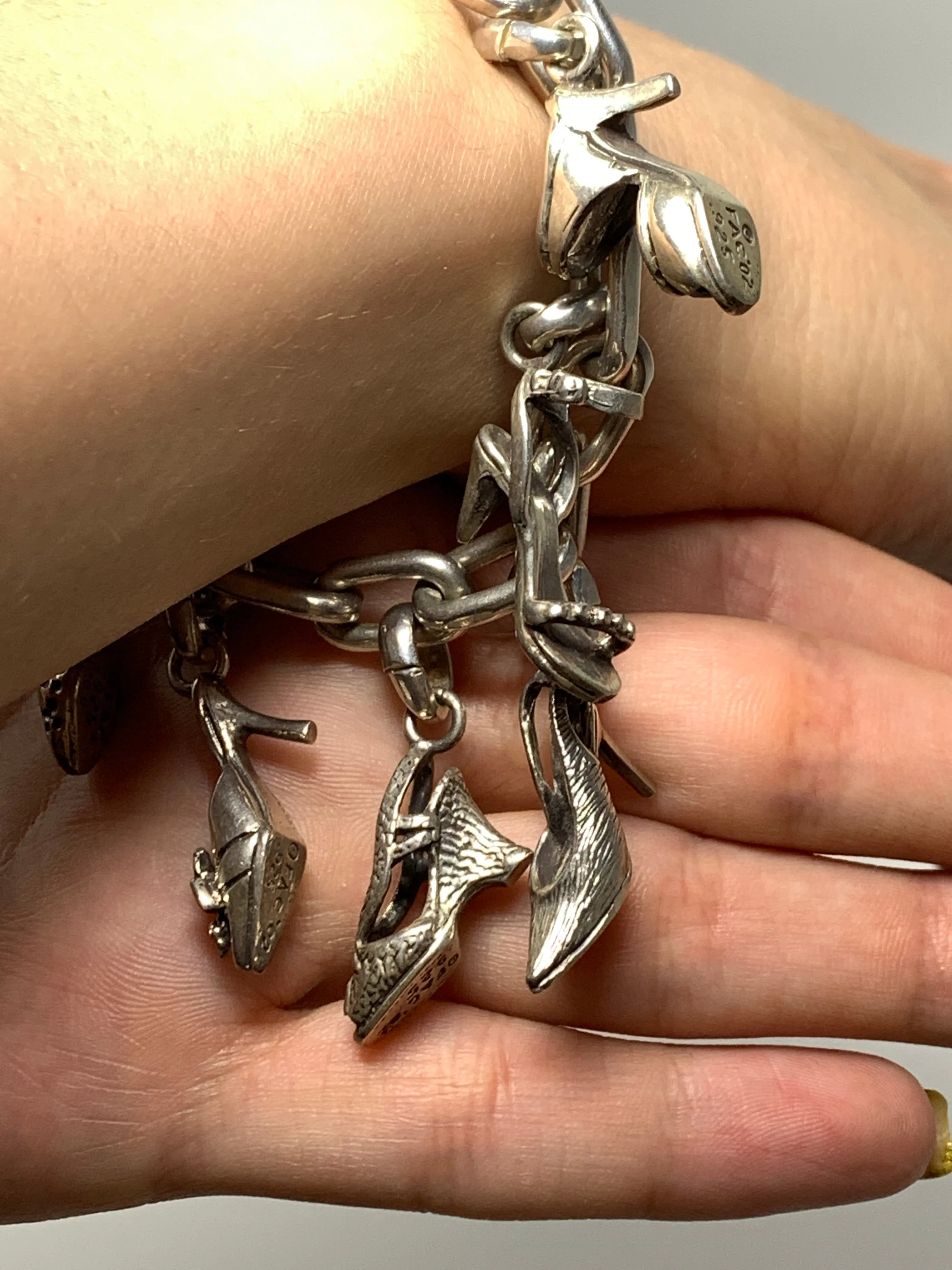 Sterling Silver Shoe Charm Bracelet!