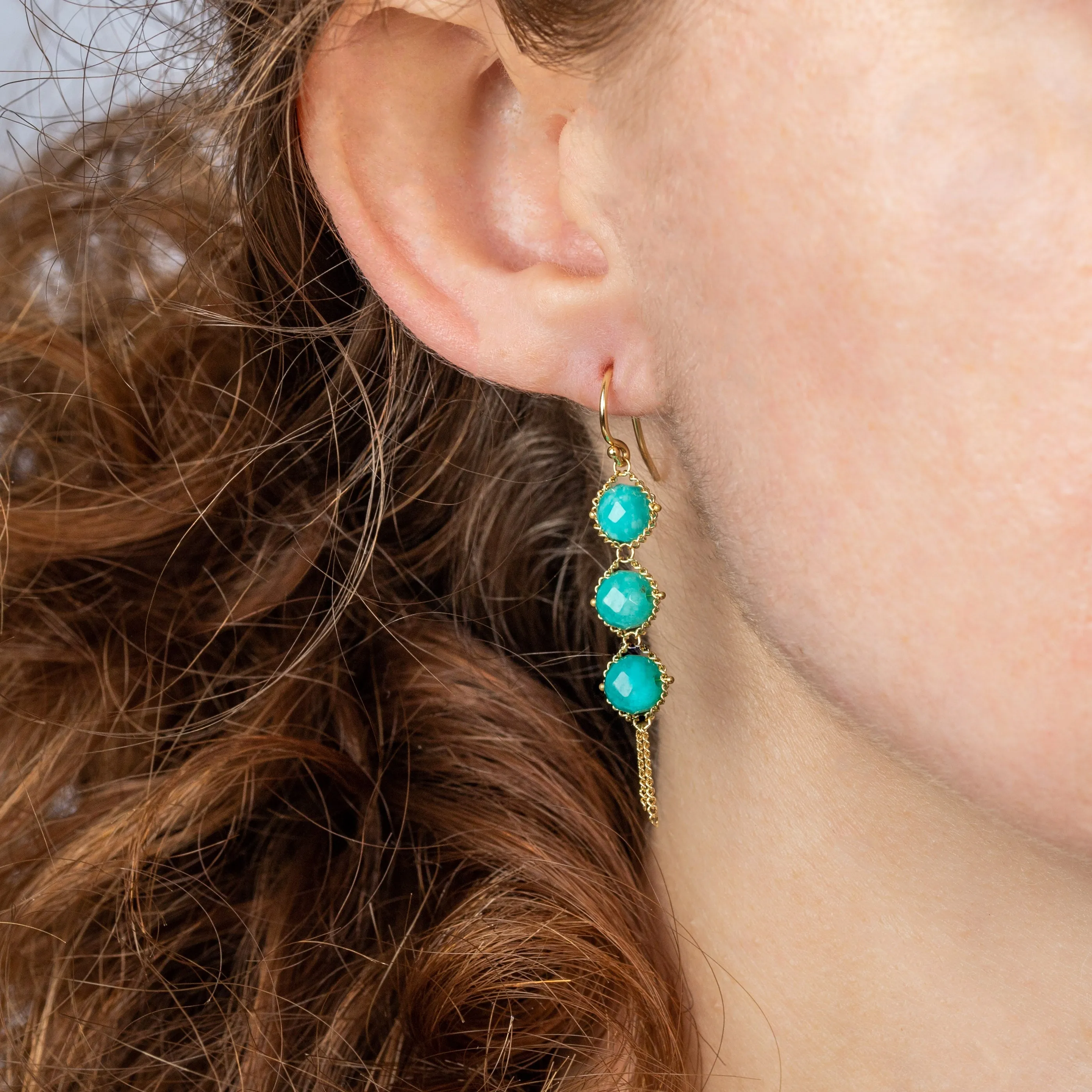 Textile Trio Earrings in Amazonite