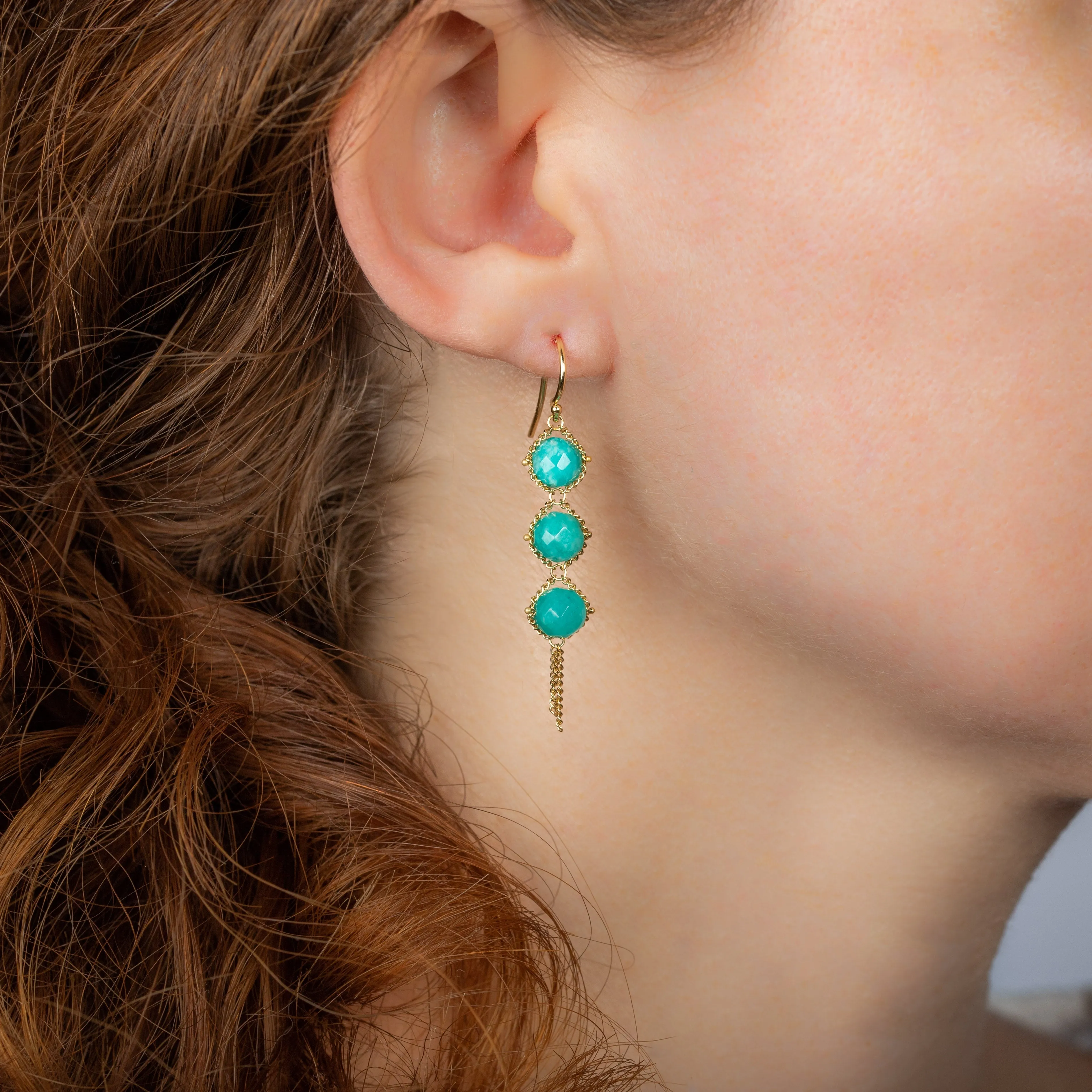 Textile Trio Earrings in Amazonite