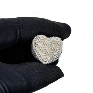 Two Tone Moissanite Heart Shaped Ring 14K Gold