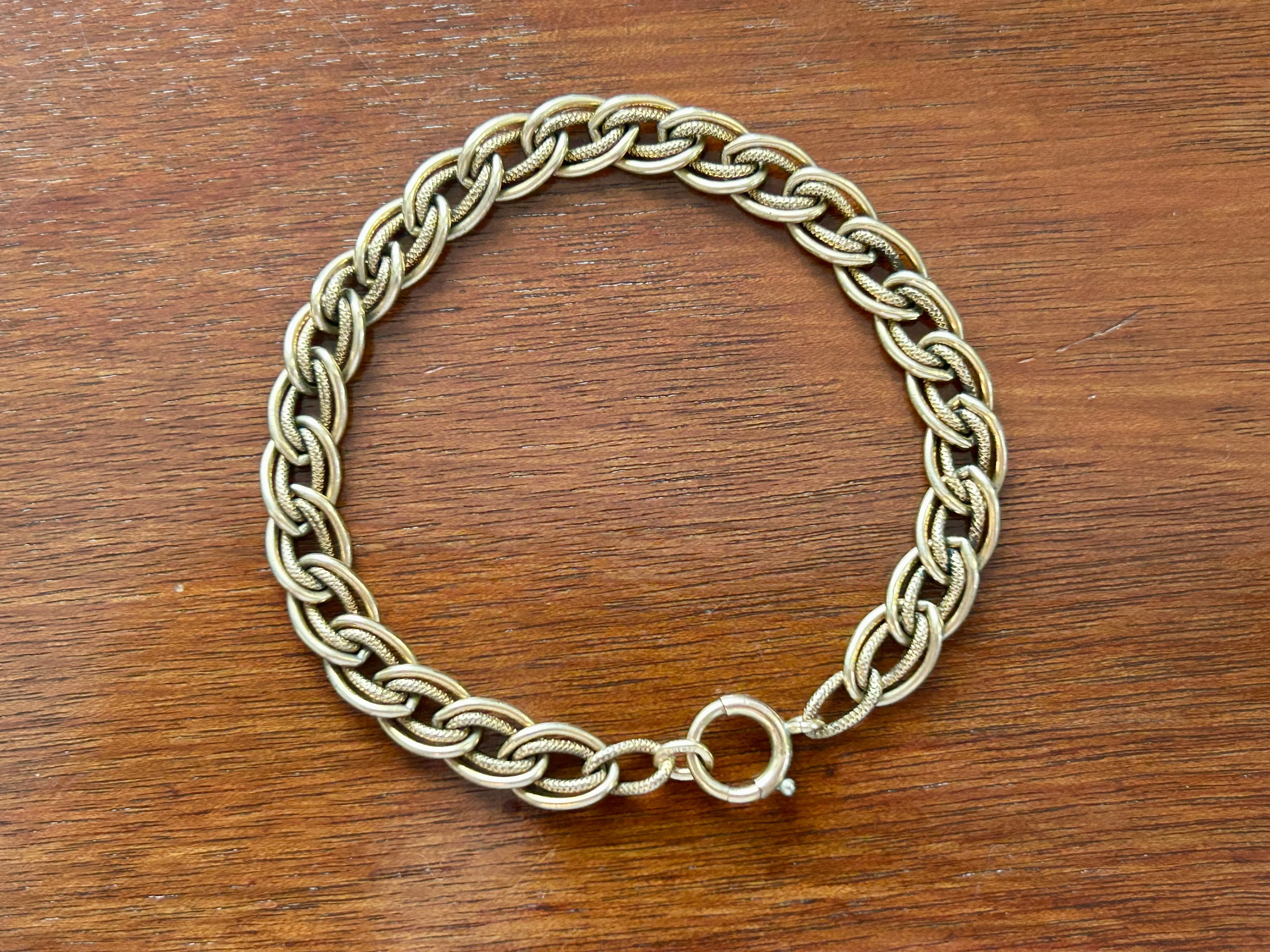 Vintage 1/20 12k Gold Filled Bracelet Textured Double Link 7.25" Long