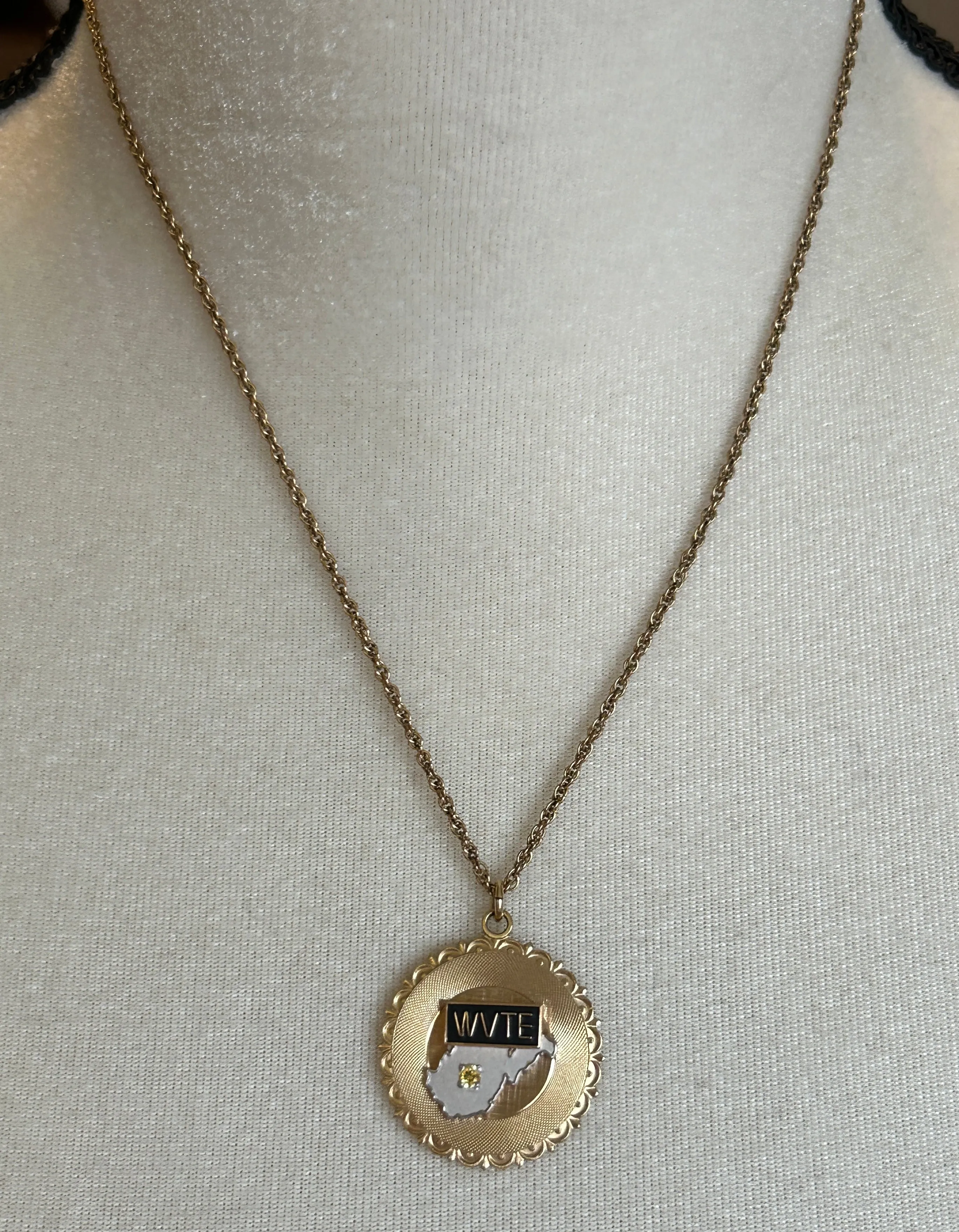 Vintage 12k Gold Filled WVTE West Virginia Tractor Equipment Pendant Necklace