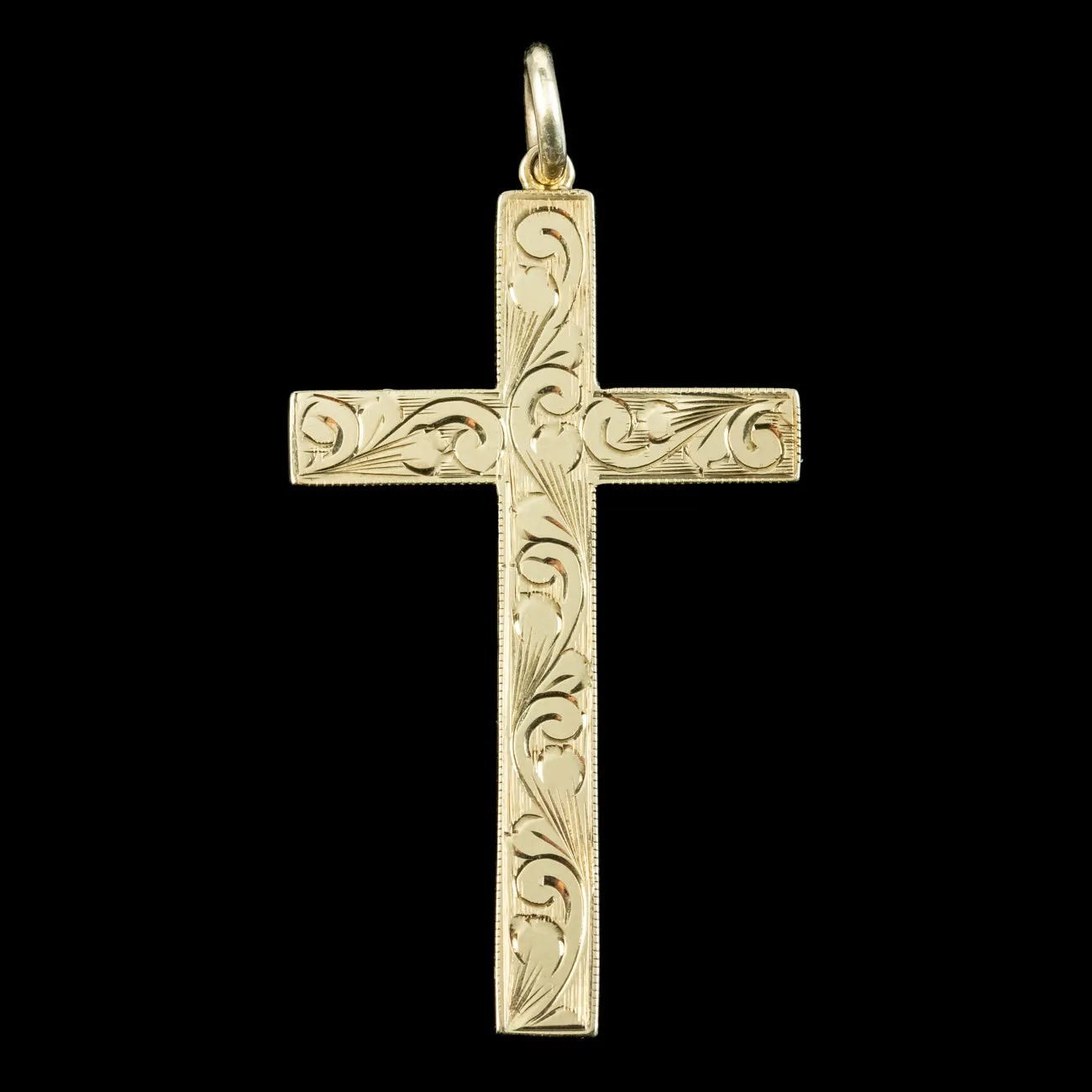 Vintage 9ct Gold Chased Cross Pendant Dated 1972