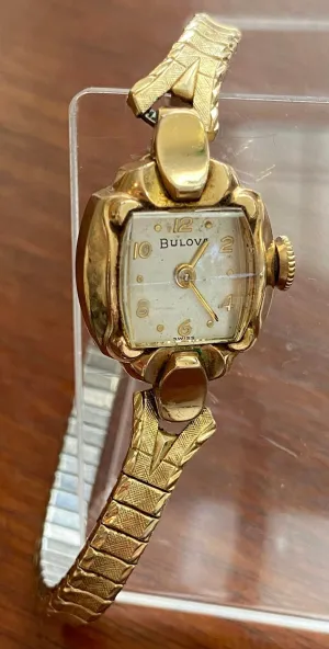 Vintage Bulova 10k Gold Filled Stretch Band Manual Wind Wristwatch