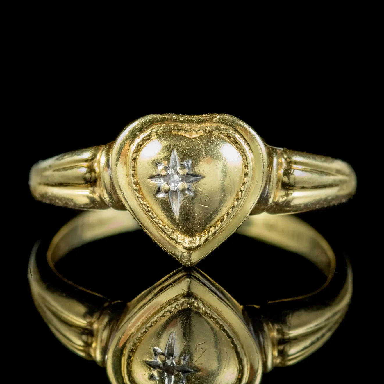 Vintage French Diamond Heart Locket Ring Circa 1980