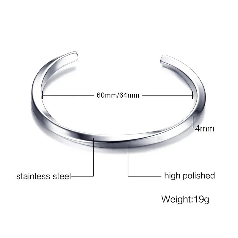 Vnox Vintage Stainless Steel Bangle for Men Women Mobius Twisted Cuff Bracelet Unisex Casual Pulseira Gents Jewelry