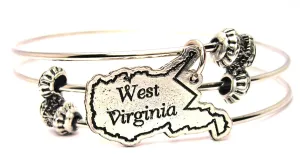 West Virginia Triple Style Expandable Bangle Bracelet