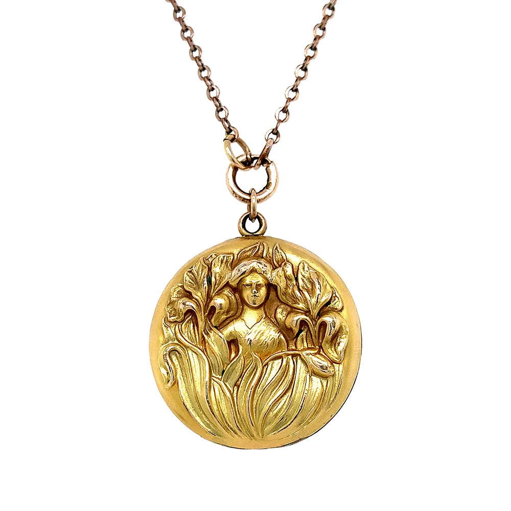 Yellow Gold Antique Art Nouveau Locket - "Rosetta"