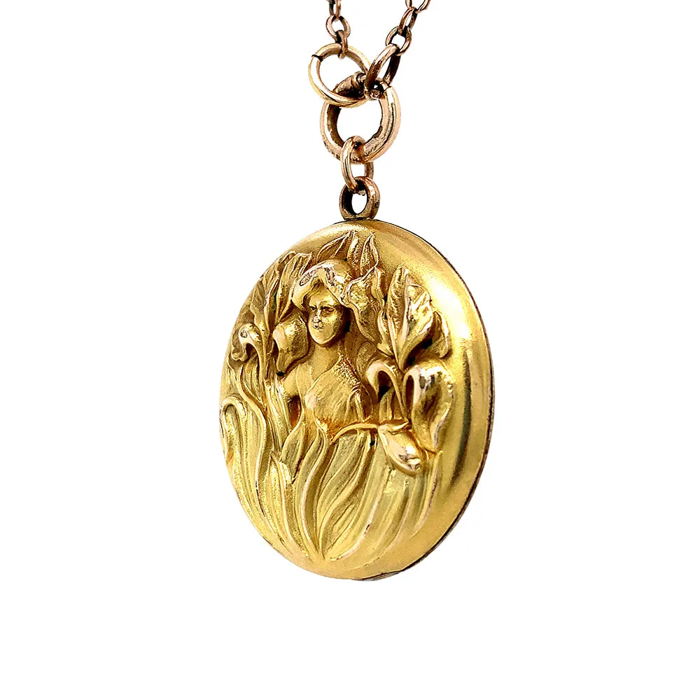 Yellow Gold Antique Art Nouveau Locket - "Rosetta"