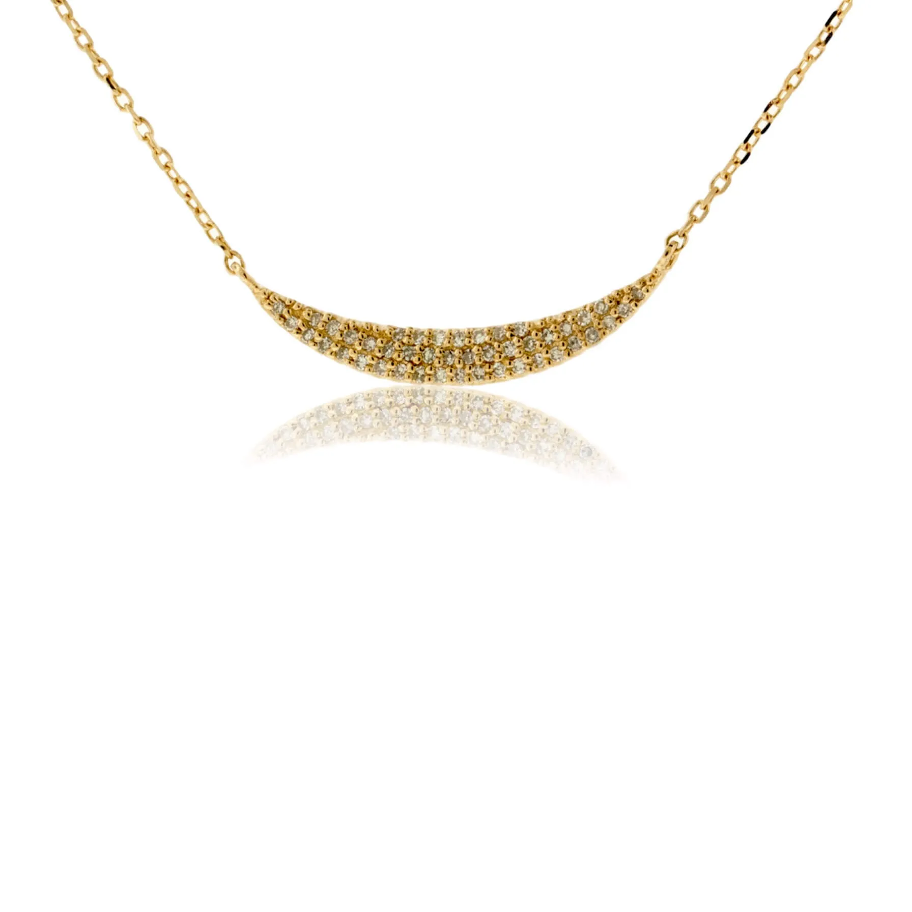 Yellow Gold Diamond Bar Moon Necklace