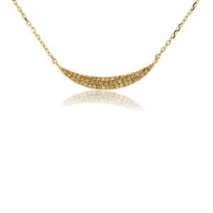 Yellow Gold Diamond Bar Moon Necklace